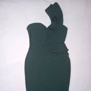 One shoulder green dress